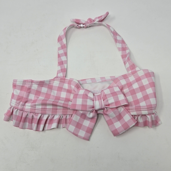 JANIE AND JACK BEGONIA PINK GINGHAM HALTER RUFFLE TWO PIECE BATHING SUIT GIRLS 6 - Picture 3 of 14